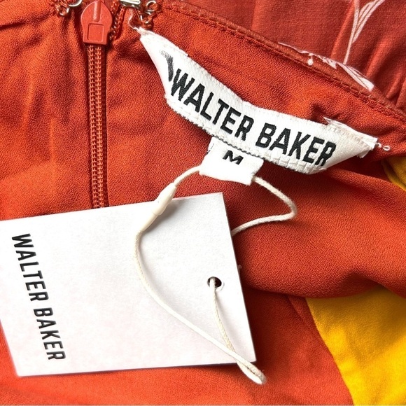 WALTER BAKER 70s Floral Colorblock Off Shoulder Puff Long Sleeve Ruffle Top M - Picture 6 of 8